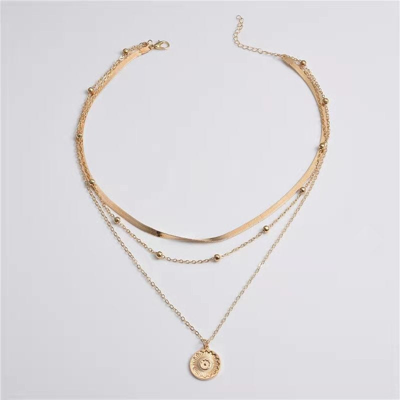 Lotus Pendant Female Fashion Personality Golden Balls Necklaces