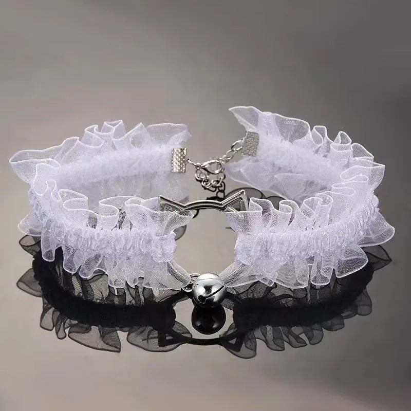 Collier Femme Cloche Chat Dentelle Décolleté Colliers