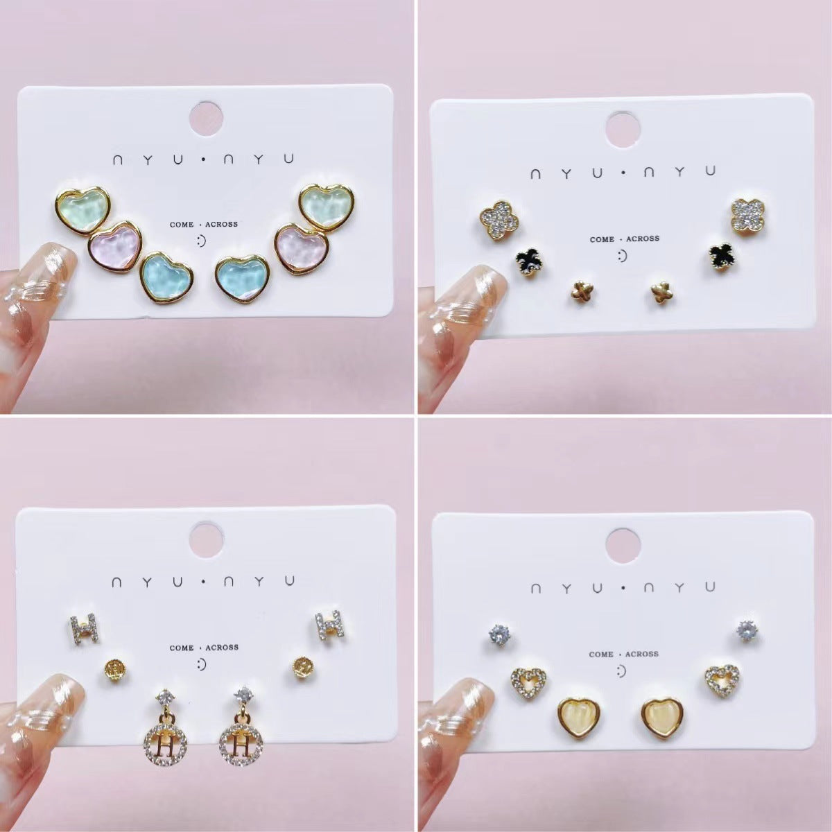 Sommermode Einfache Opal Liebe Herz Anzug Kleine Exquisite Ohrringe