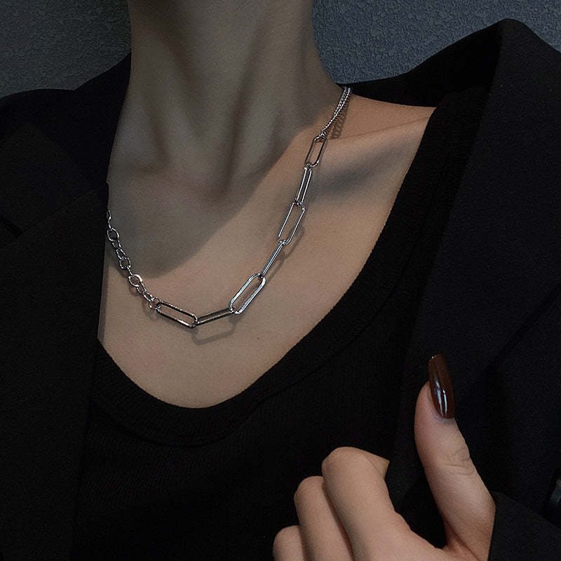 Women's Hollow Chain Stitching Neutral Cold Sweater Necklaces