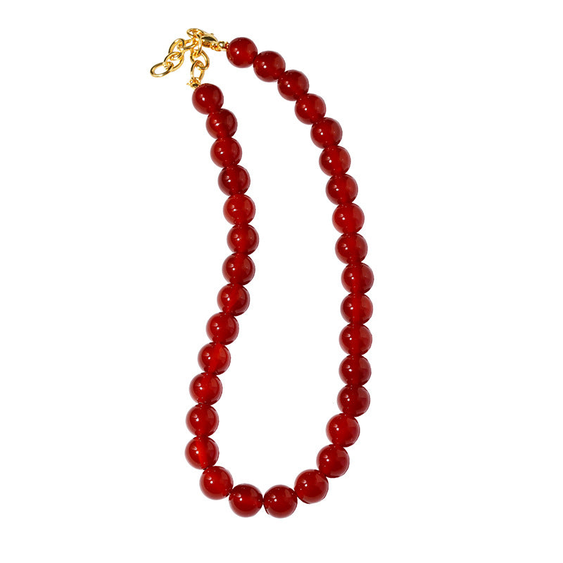 Agate Round Beads Female Personality Trend Necklaces