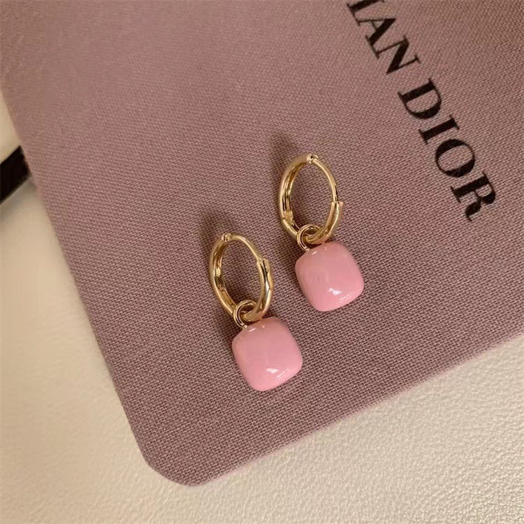 Women's Pink Love Heart Trendy Fashionable And Earrings