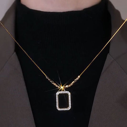 Women's Luxury Black Small Square Design Clavicle Chain Necklaces