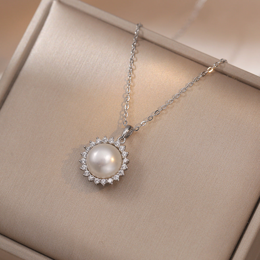 Women's Sier Vintage Freshwater Pearl Suit Sterling Female Necklaces