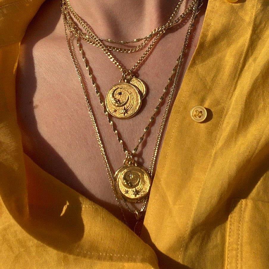 Niche Vintage Gold Coin Pendant Portrait Necklaces