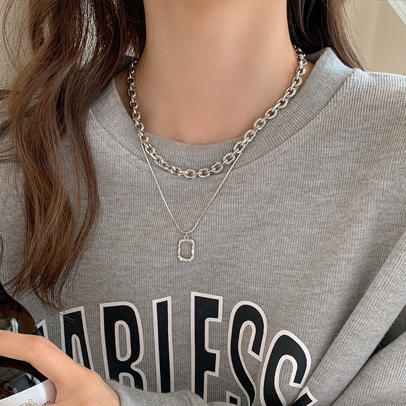 Twin Pendant Clavicle Chain Female Fashion Disco Hip Necklaces