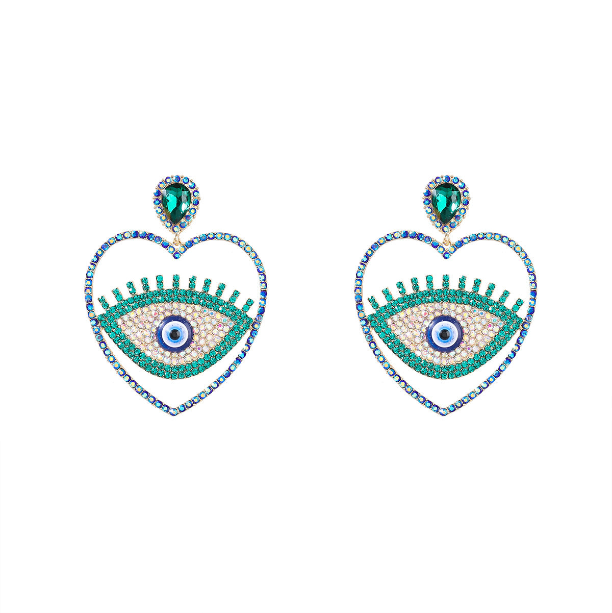 Women's Resin Alloy Diamond Rhinestone Devil's Eye Earrings
