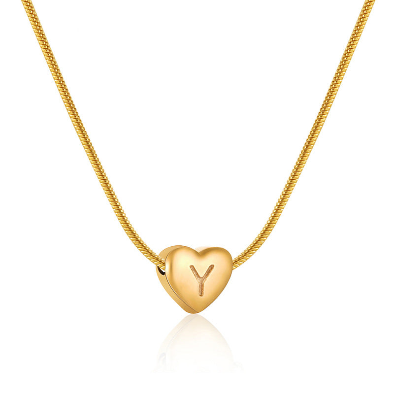 Stainless Steel Heart-shaped Letter Pendant Female Fashion Necklaces