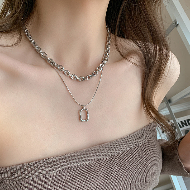 Twin Pendant Clavicle Chain Female Fashion Disco Hip Necklaces