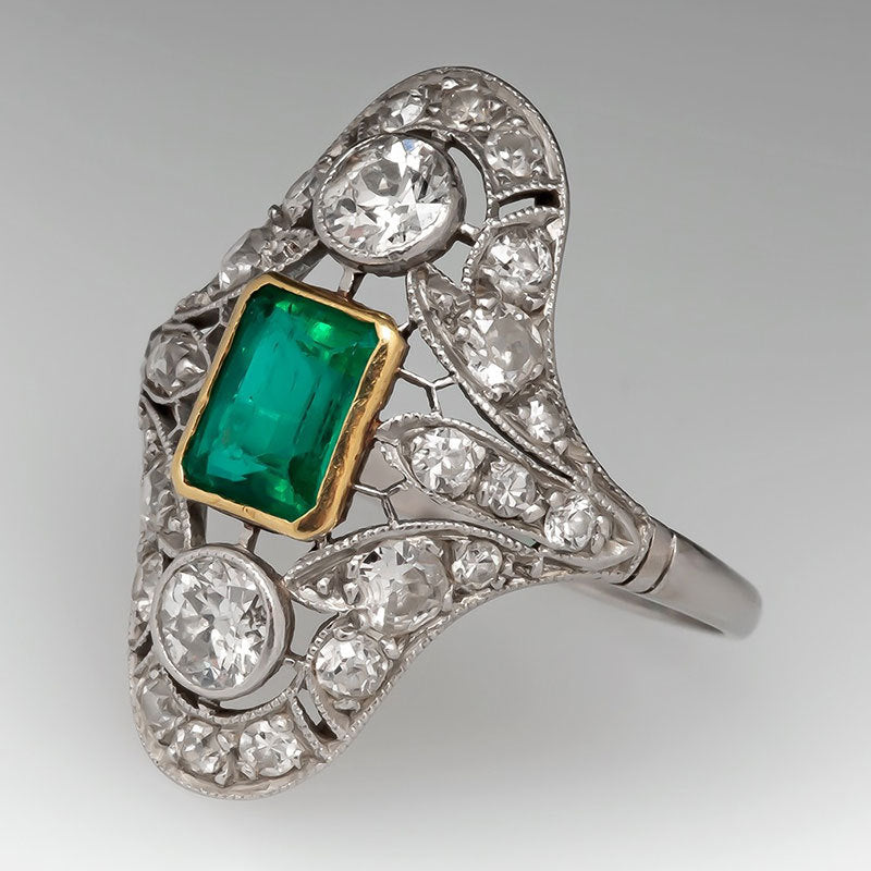Pattern Accessories Lace Imitation Emerald Zircon Rings