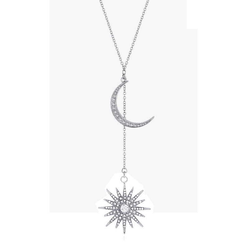 Moon Alloy Crystal Long Clavicle Chain Necklaces