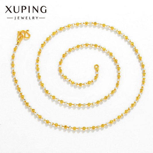 Women's Jewelry Color Gold Two-tone Chain Bead Ball Oval Fashion Necklaces