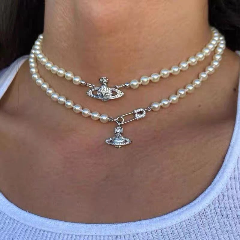 Kendall Queen Mother Pearl Vintage Splendid Diamond Necklaces