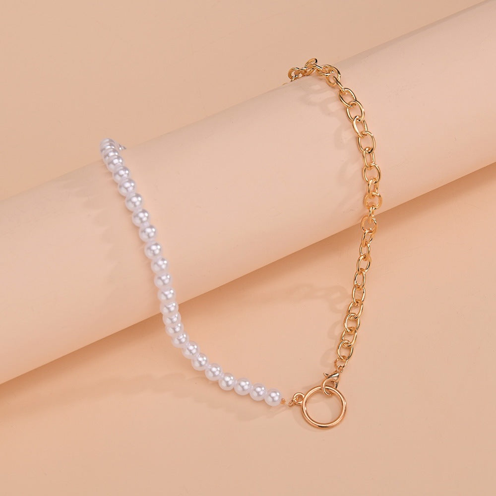 Women's Ornament Pearl Stitching Chain Geometric Round Necklaces