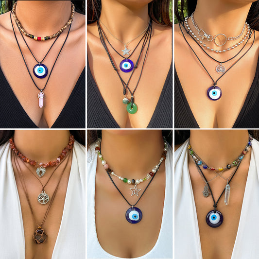 Women's Devil Eyes Millennium Style Holiday Wax Line Necklaces