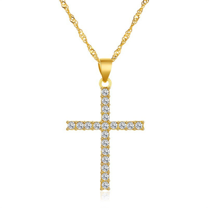 Colliers géométriques de conception créative de croix de diamant pour femmes