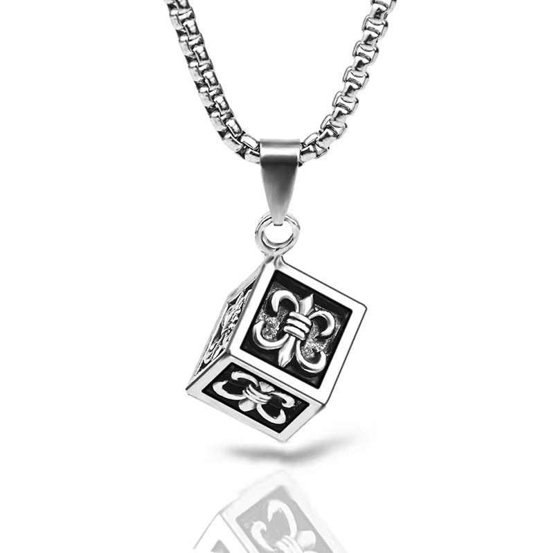 Colliers de Couple avec pendentif Cube et ornements de houblon pour hommes, chaîne de pull