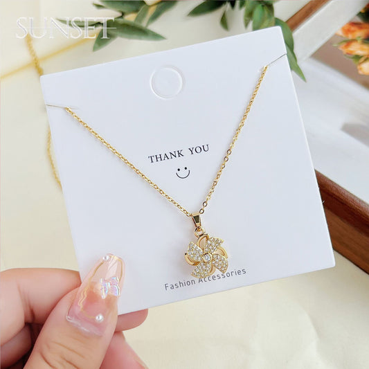 Women's Rotating Windmill Simple Niche Design Light Necklaces