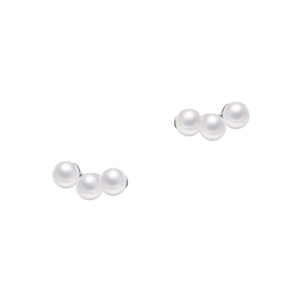 Women's Sier Three Pearl For French Style Retro Elegant Earrings
