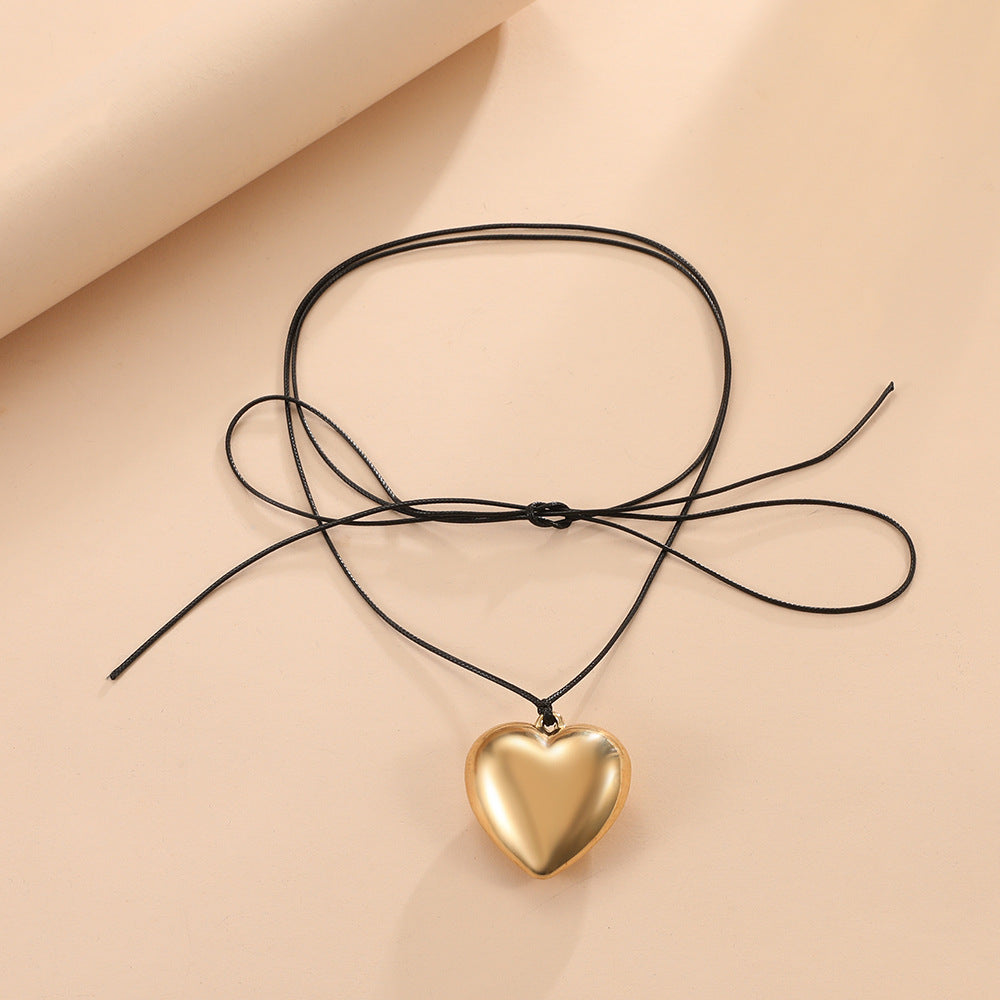 Line Exaggerated Big Heart Personalized Long Necklaces