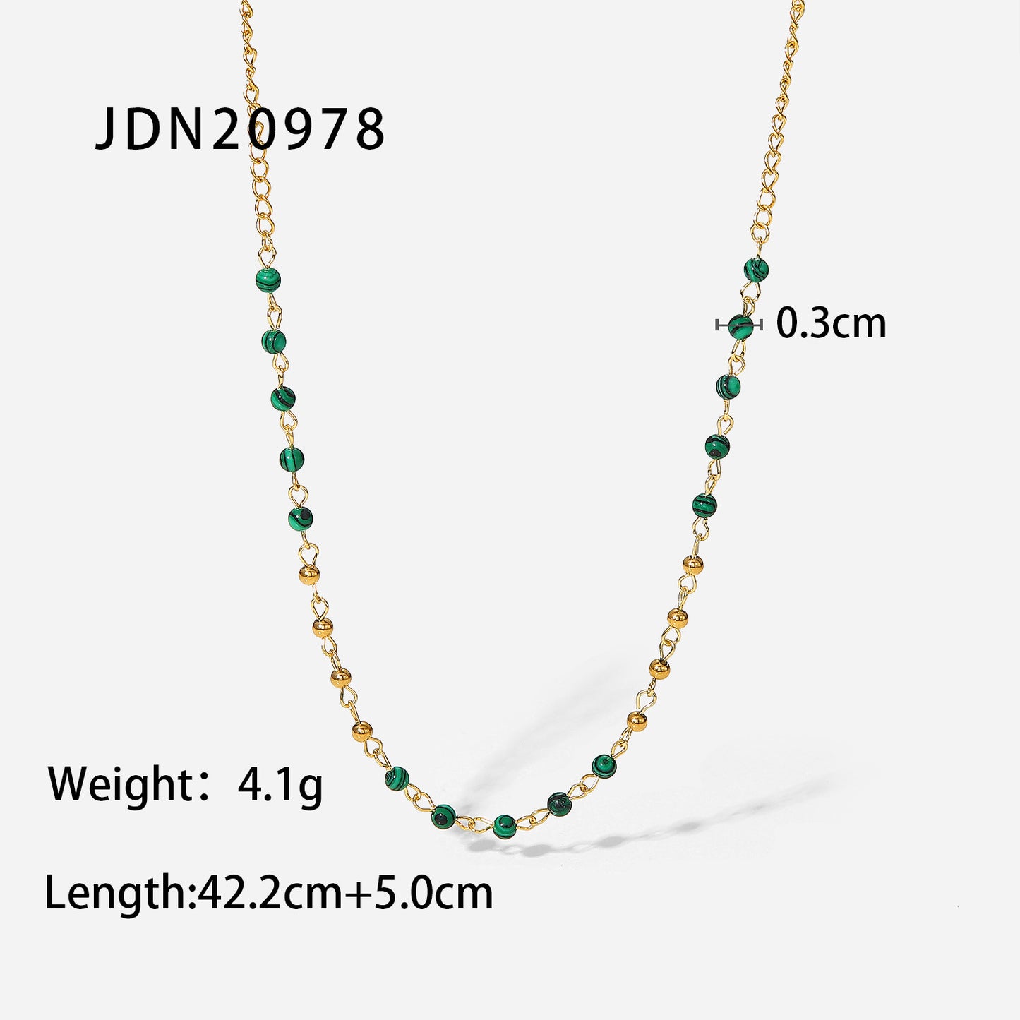 Women's Gold-plated Stainless Steel Turquoise Round Beads Necklaces