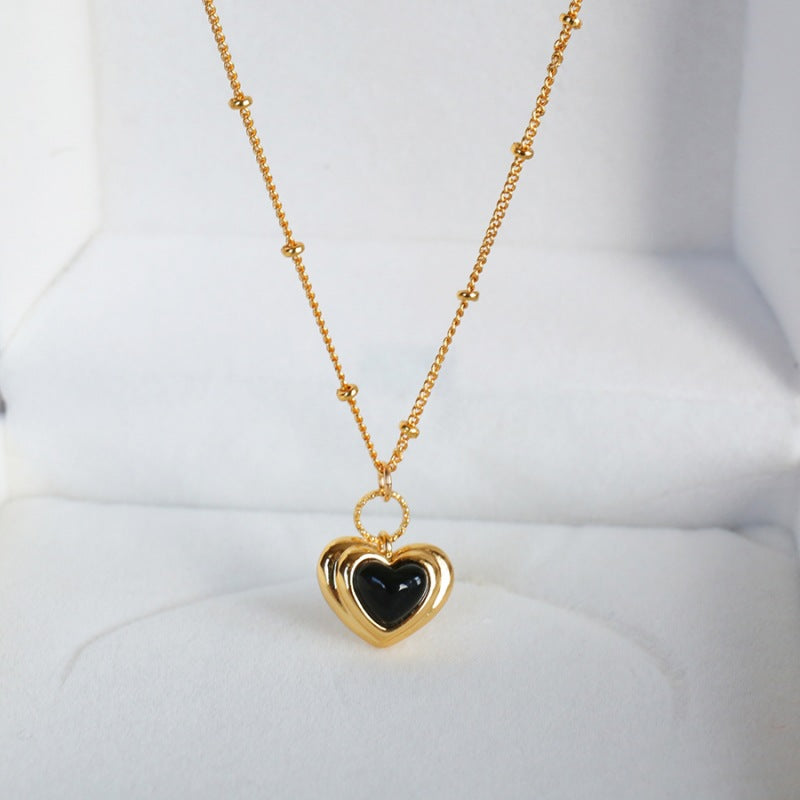 Women's Retro Black Love For Light Luxury Minority Necklaces