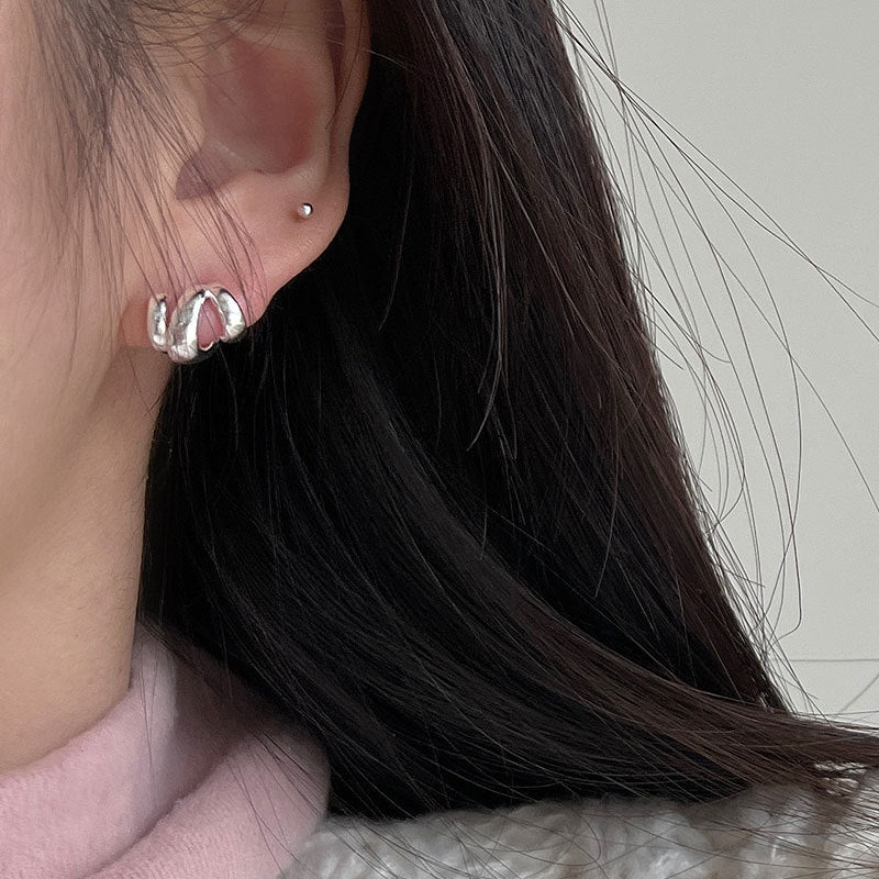 Women's Sier Simple Geometric Semi-circle Early Spring Earrings