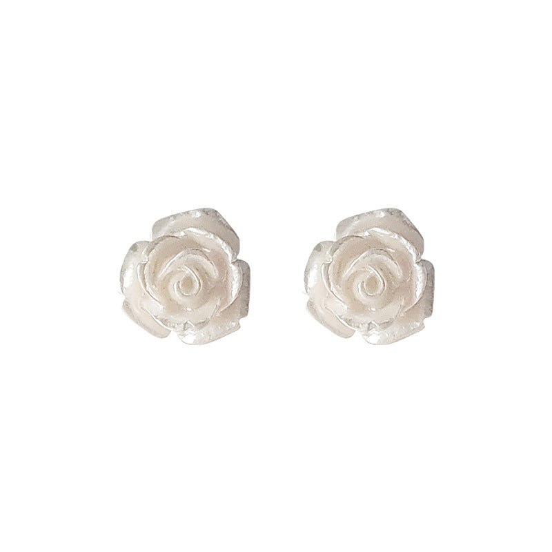 Special Flower Sier Needle Pearl Simple Daily Earrings