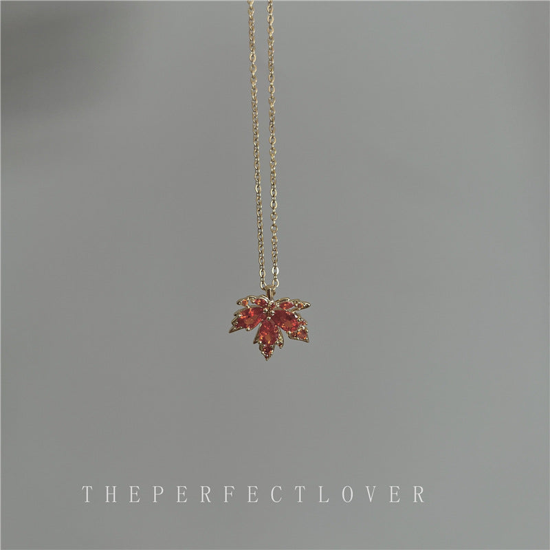 Falling Maple Leaf French Retro Affordable Luxury High-grade Zircon Necklaces