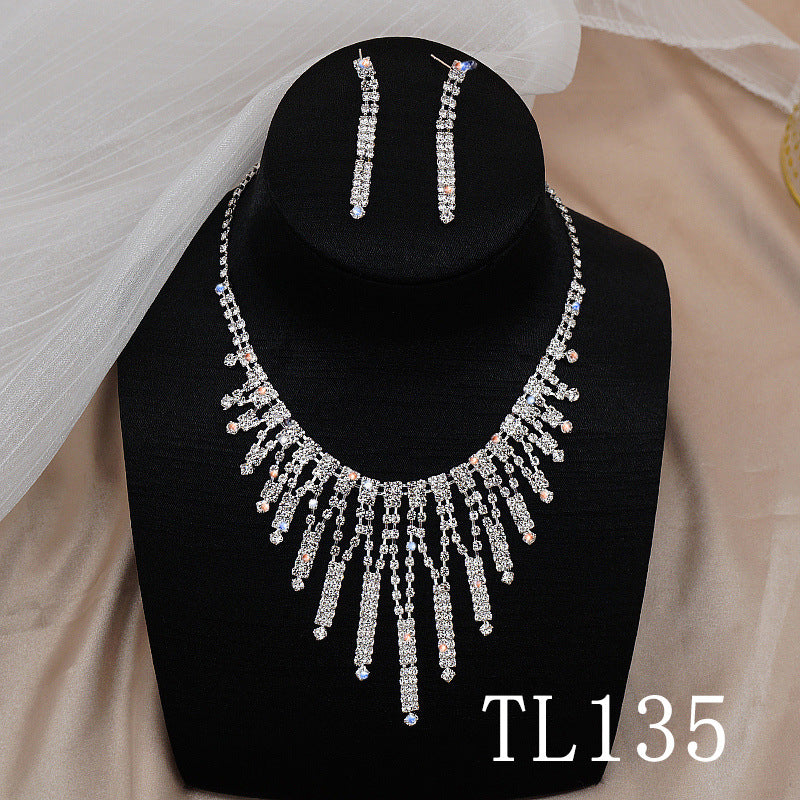 Bridal Wedding Dress Full Diamond Set Necklaces