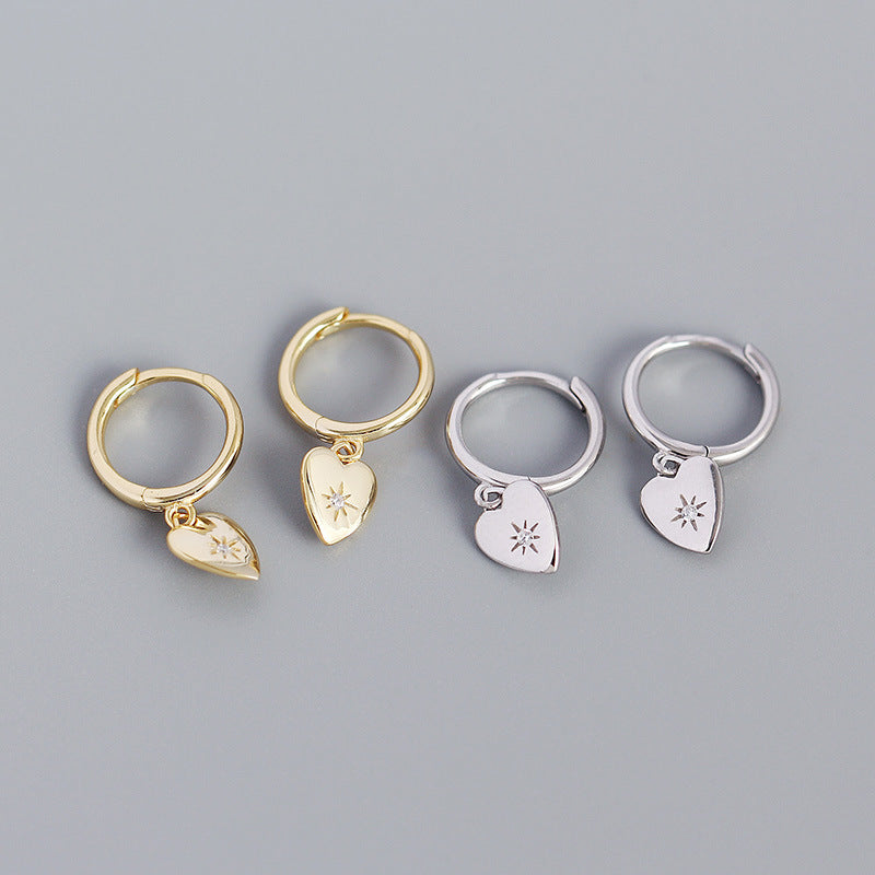 Women's Minimalist Heart Shape Diamond Metallic Earclip Earrings