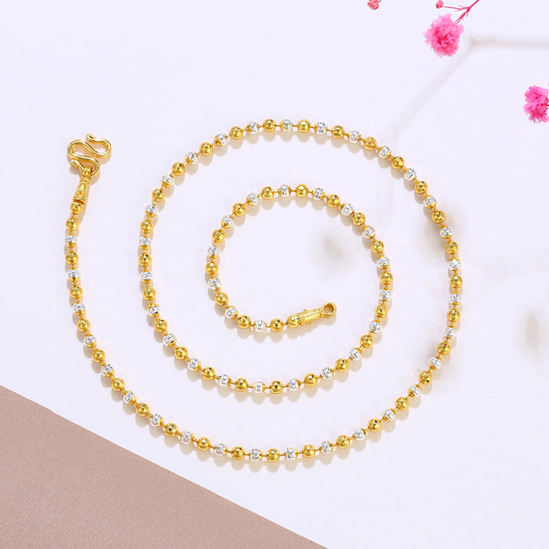 Women's Jewelry Color Gold Two-tone Chain Bead Ball Oval Fashion Necklaces