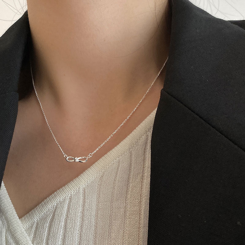 Petits colliers en argent Sterling Sier pour femmes, chaîne de clavicule infinie