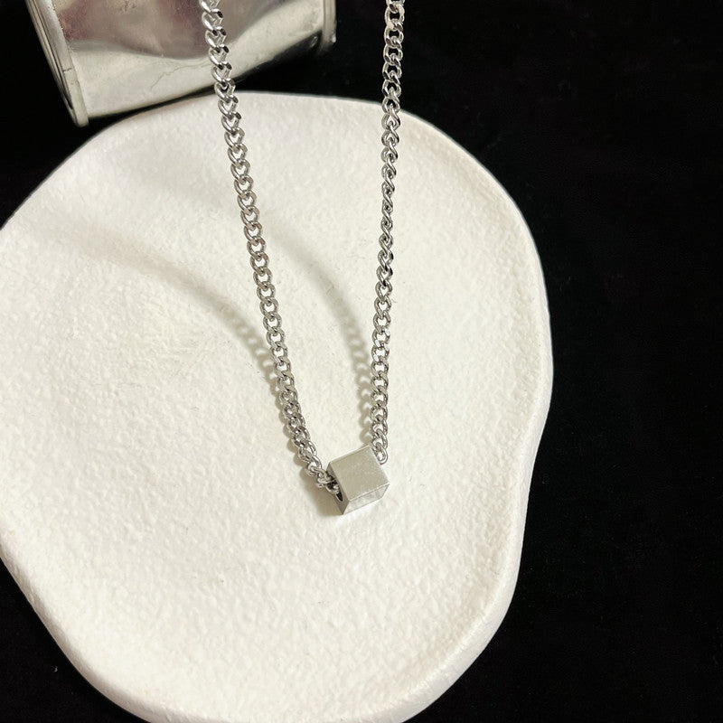 Women's & Men's Titanium Steel Square And Hip Hop Necklaces