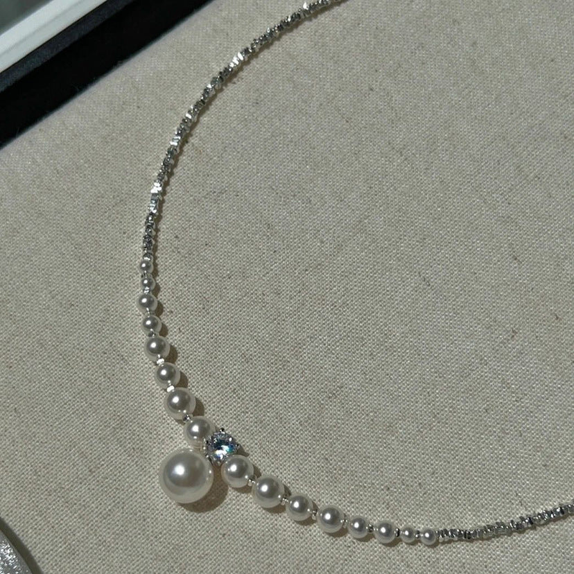 Damen-Halsketten „Sier Pearl With Little Sense Of Clavicle“.