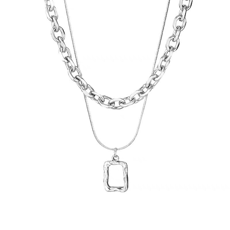 Double pendentif clavicule chaîne femme mode Disco hanche colliers