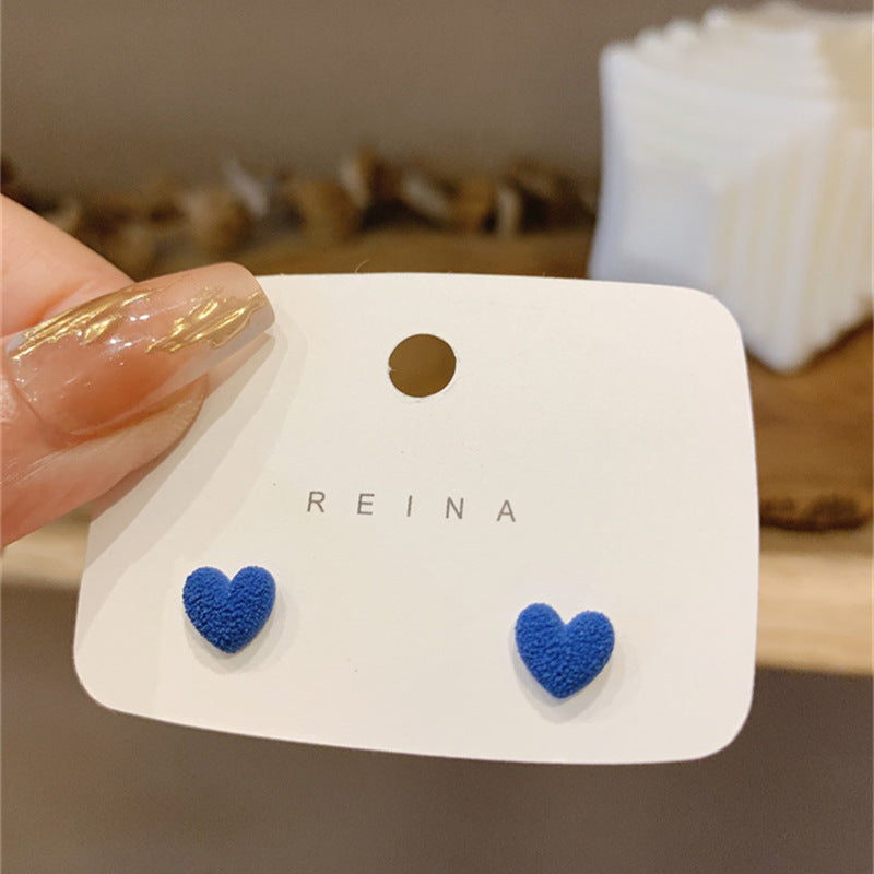 Female With Hearts Trendy Niche Blue No Need Earrings