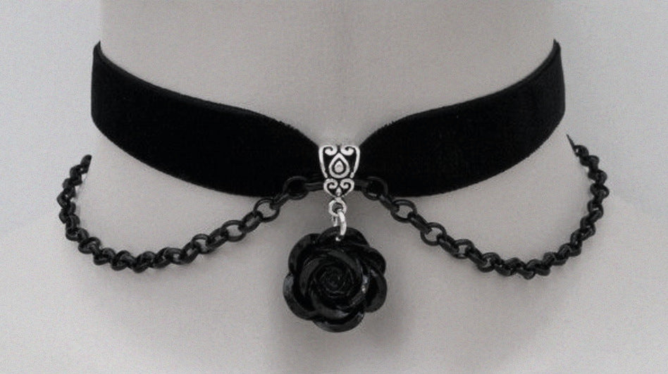 Popular Fashion Black Acrylic Rose Veet Necklaces