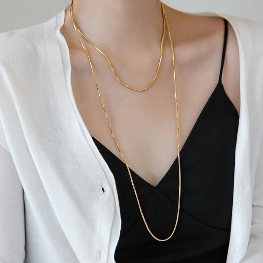 Women's Bone Light Luxury Plain Gold Sweater Chain Does Necklaces