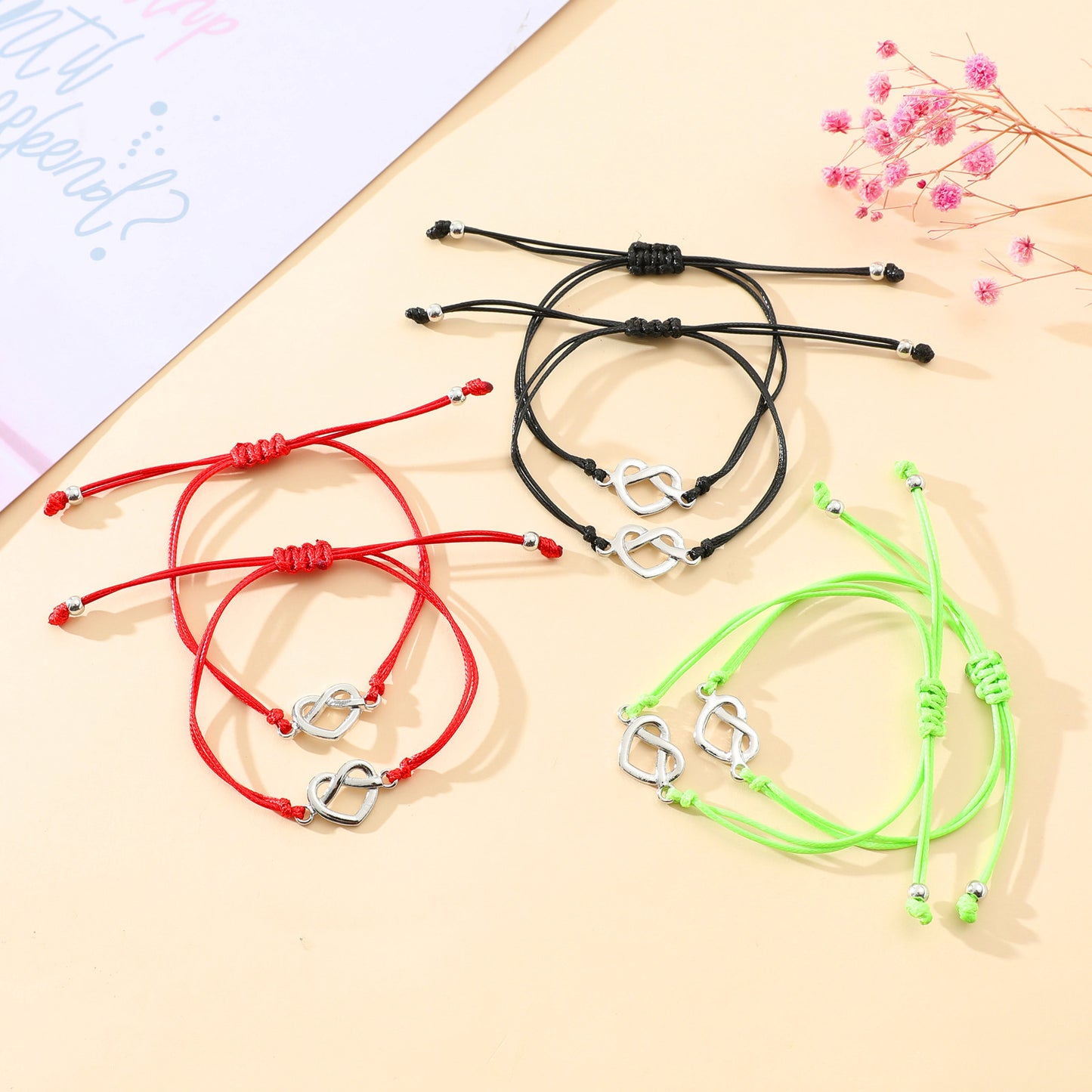 Throw Alloy Knotted Heart Exquisite Woven Card Bracelets
