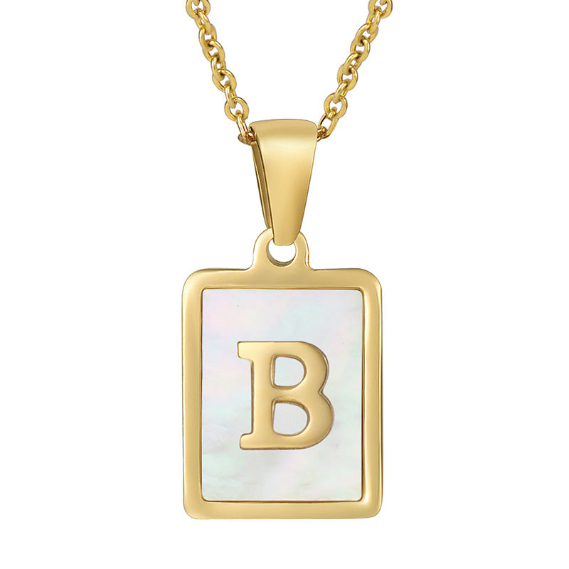 Steel Shell Letter Female Square Titanium Necklaces