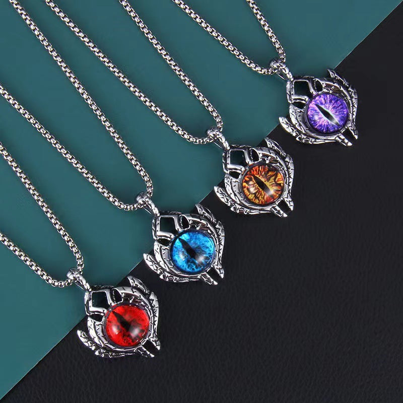 Steel Vintage Devil's Eye Unique Punk Style Alloy Pendant Necklaces