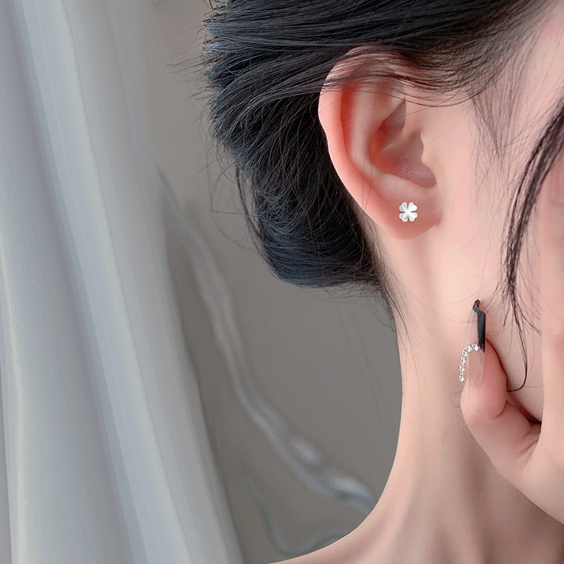 Women's Bao Sterling Sier Summer Fresh Four Leaf Earrings