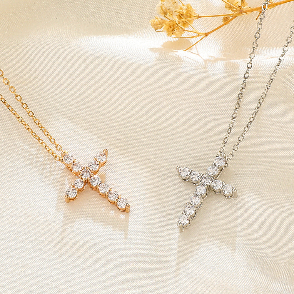 Diamond Cross Female Creative Design Geometric Necklaces