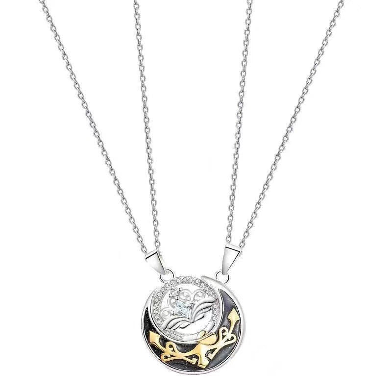 Colliers pour femmes et hommes et paire Fashion Sense Niche époxy soleil lune pendentif clavicule