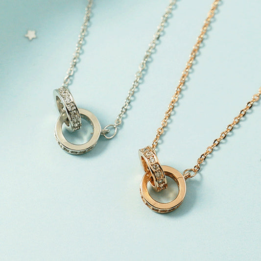 Buckle Double Rose Gold Female Niche Necklaces