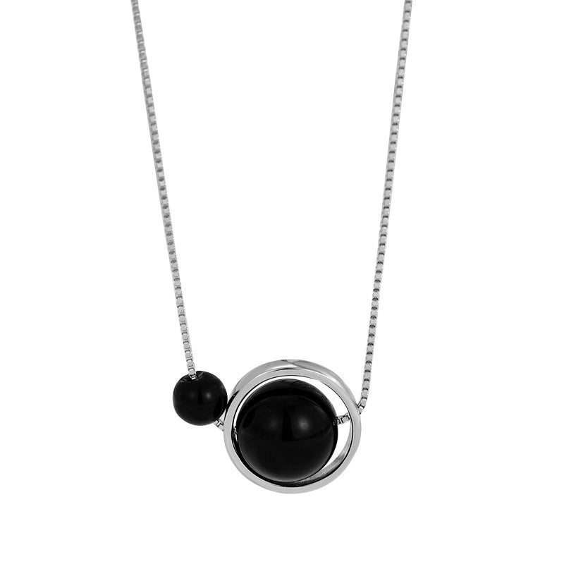 Women's Temperament Ornament Sterling Sier Circle Black Necklaces