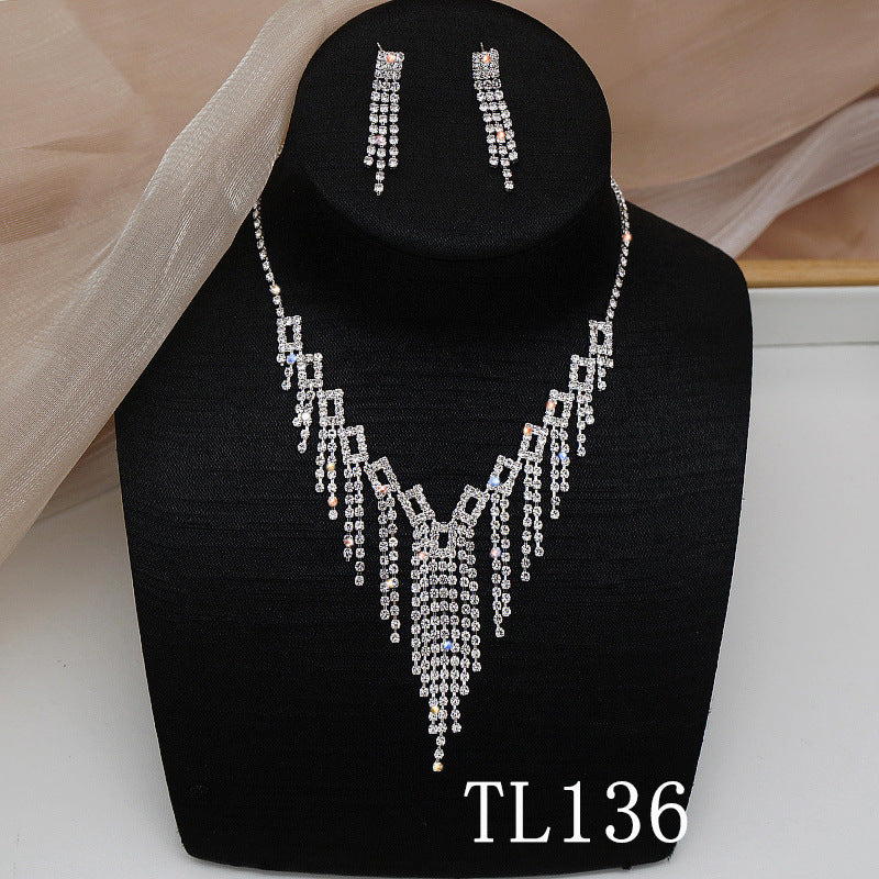 Bridal Wedding Dress Full Diamond Set Necklaces