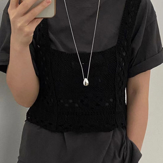 Sier Water Drop Sweater Chain Long Necklaces