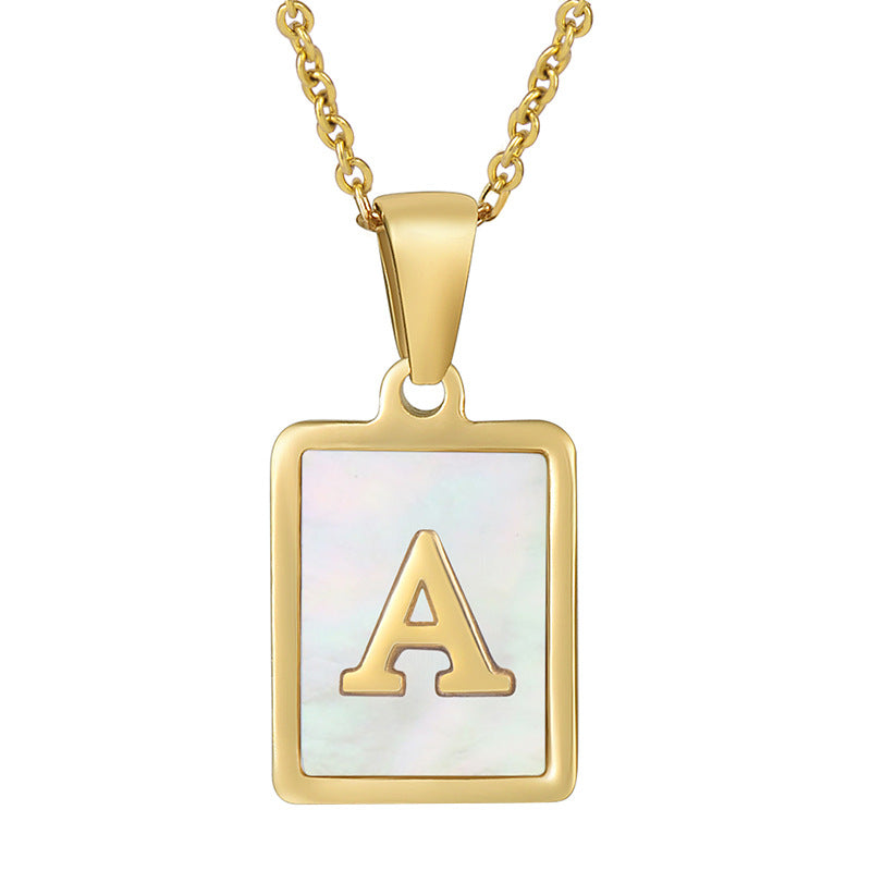 Steel Shell Letter Female Square Titanium Necklaces